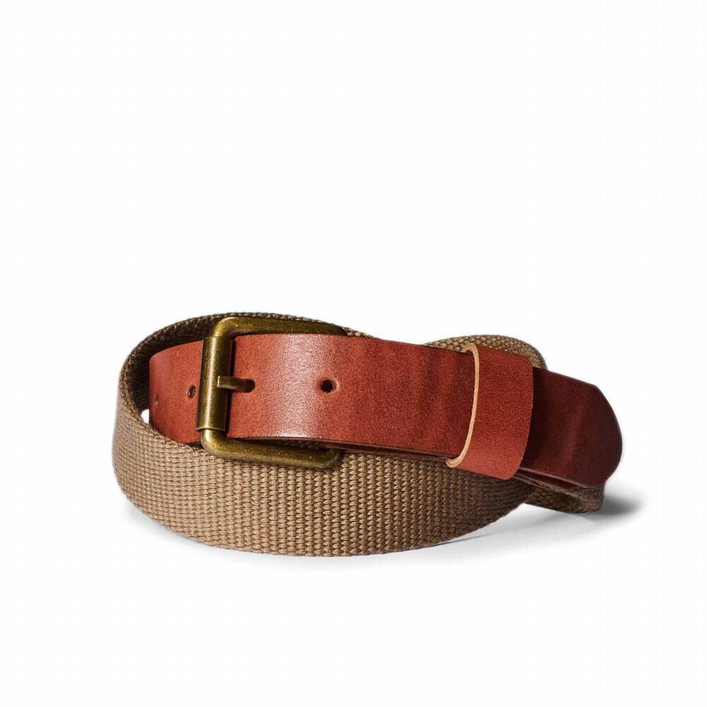 NEW TAYLOR STITCH men's webbed belt in whiskey